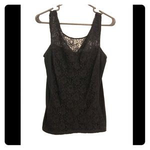 Express Fitted Black Sleeveless Lace Top